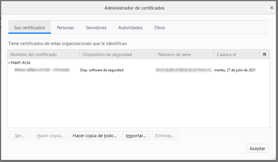 Comprobación certificado en Firefox