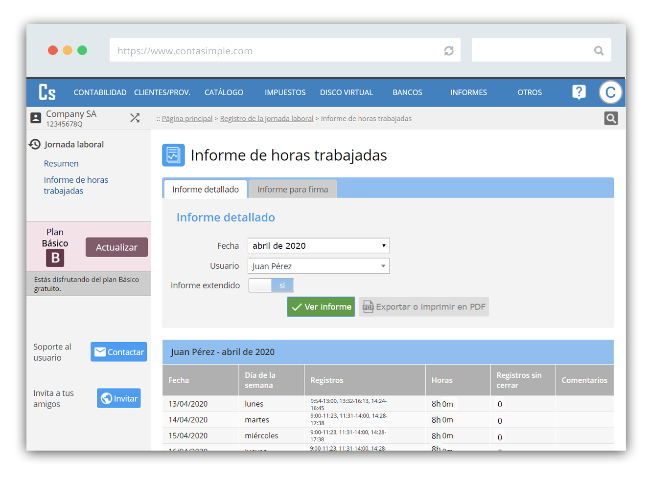 Aplicación para Control Horario