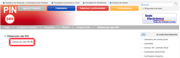 Obtención PIN24H