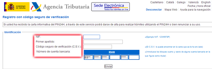 Cómo acceder mediante la carta de invitación y código CSV al PIN24H