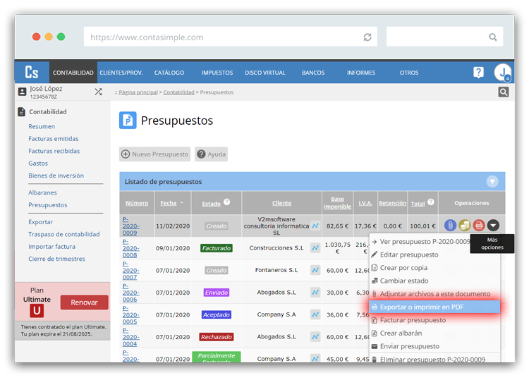 Exportación de documentos para empresas