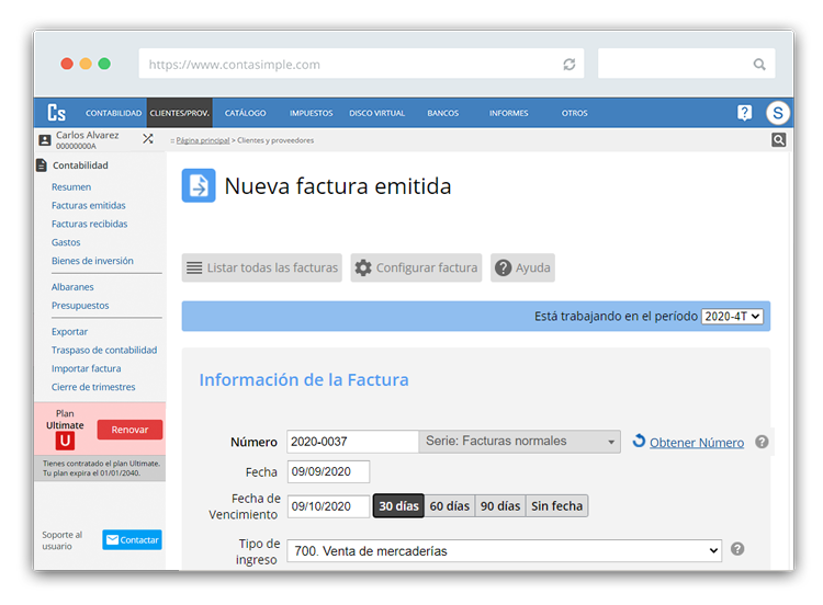 Crea tu factura con Contasimple