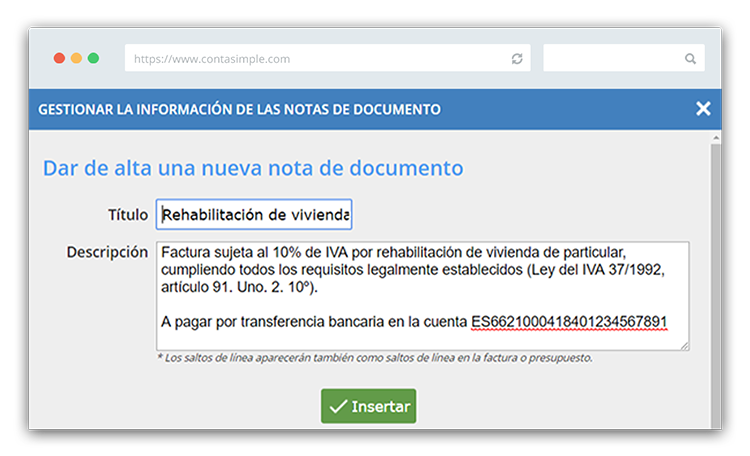 Gestionar notas de facturas para carpinteros, fontaneros, electricistas o pintores