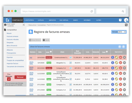 Llistat de facturació amb Contasimple