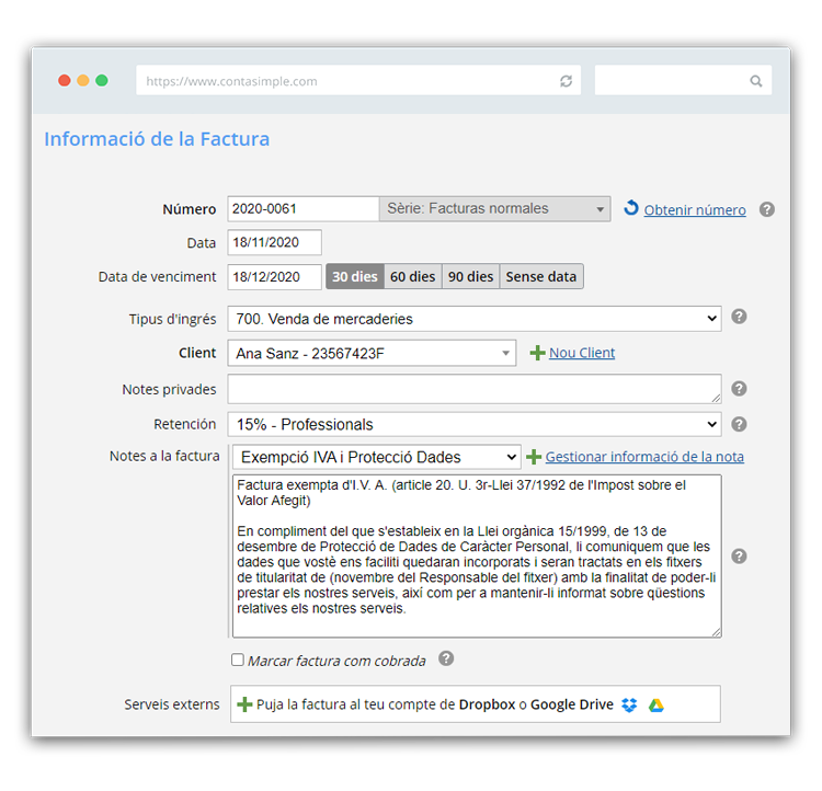 Nueva nota informativa de factura para médicos, psicólogos y dentistas