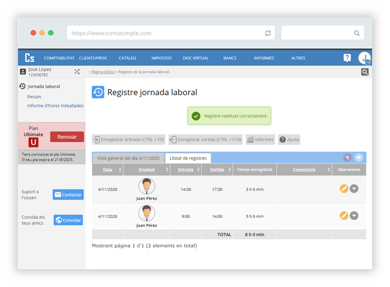 Registre de la jornada laboral