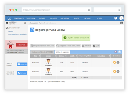 Control horari jornada laboral