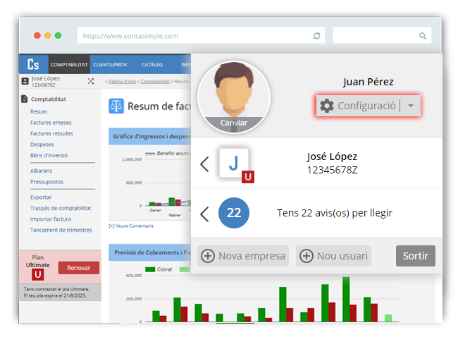 Clients diversos factures Contasimple pas 1