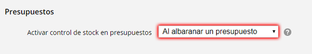 Control stock albaranar presupuesto