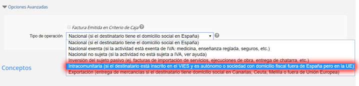 Acciones del módulo de contabilidad