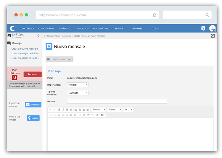 Soporte del servicio de Contasimple para gestorías