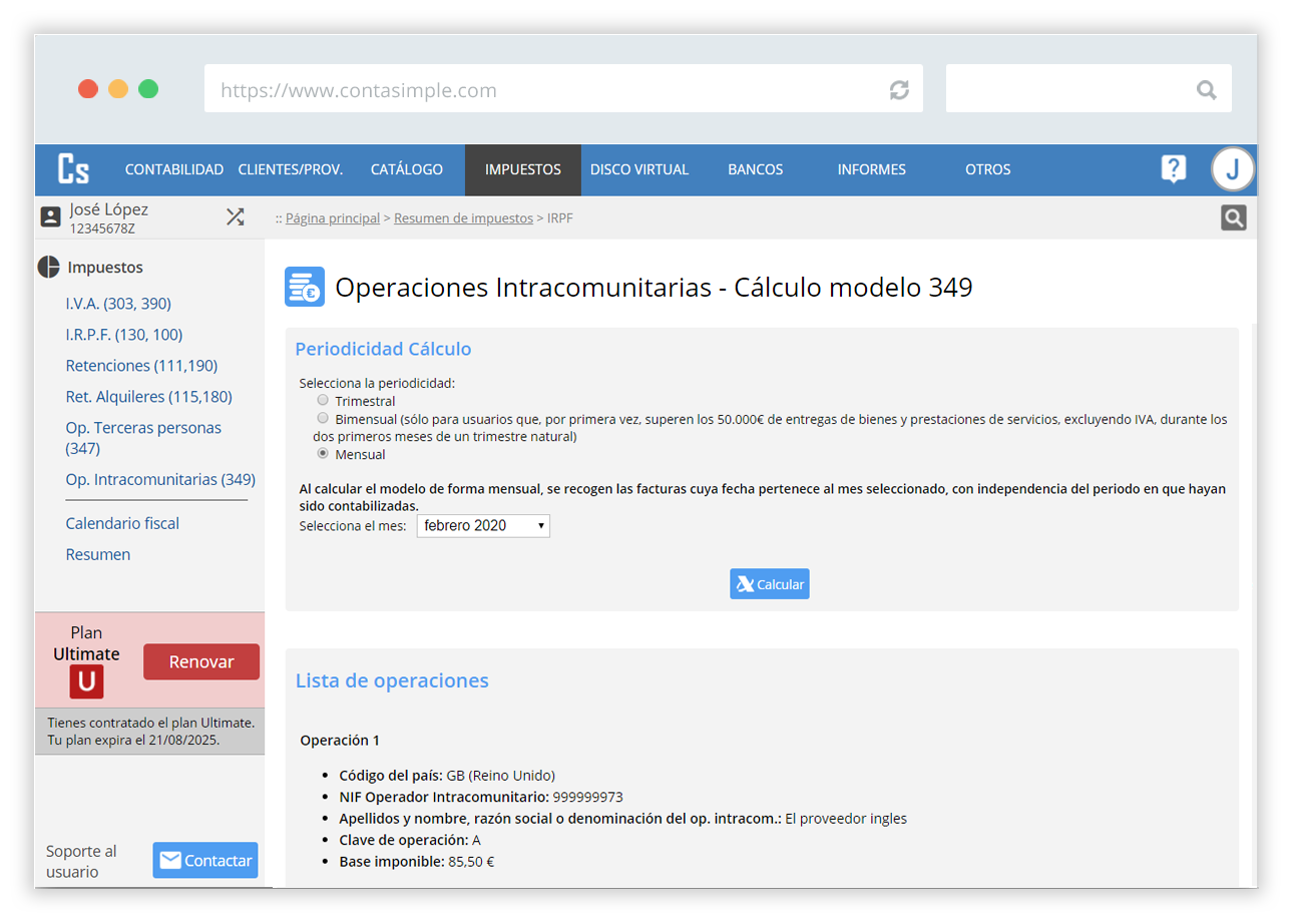 Modelo 349 Operaciones intracomunitarias