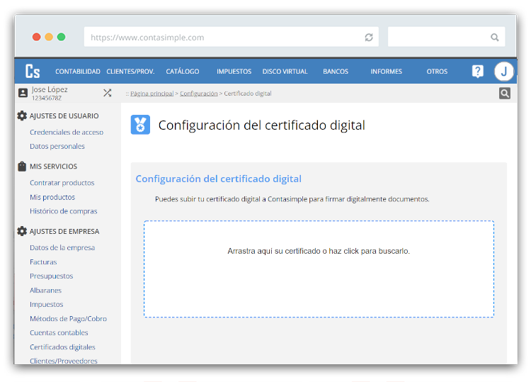 Sube tu certificado