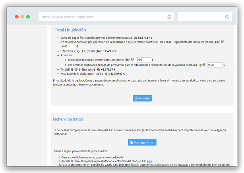 Cálculo y presentación telemática de impuestos