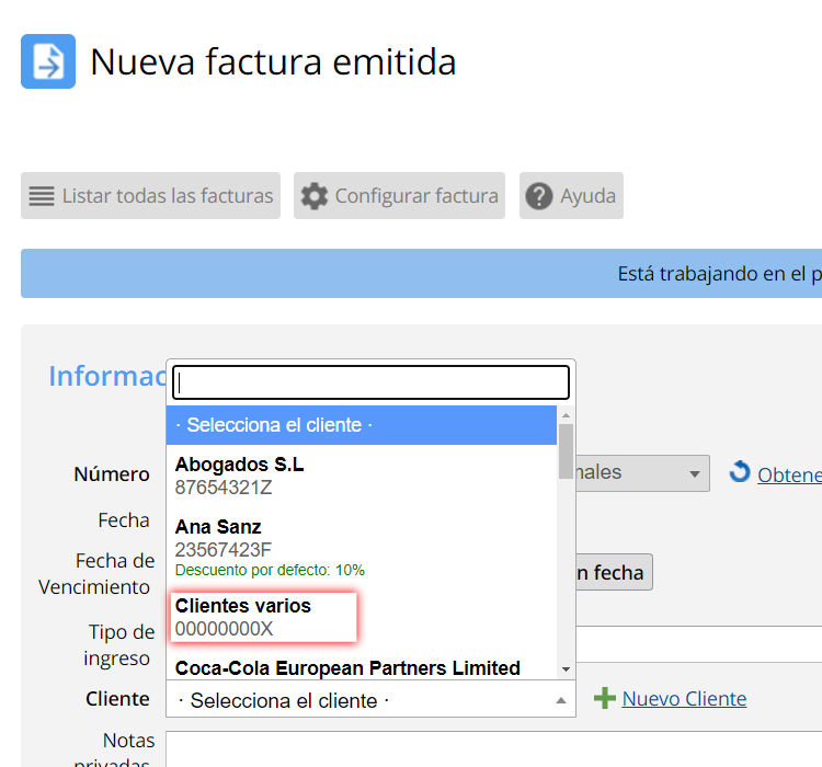 Seleccionar clientes varios en tu factura de Contasimple