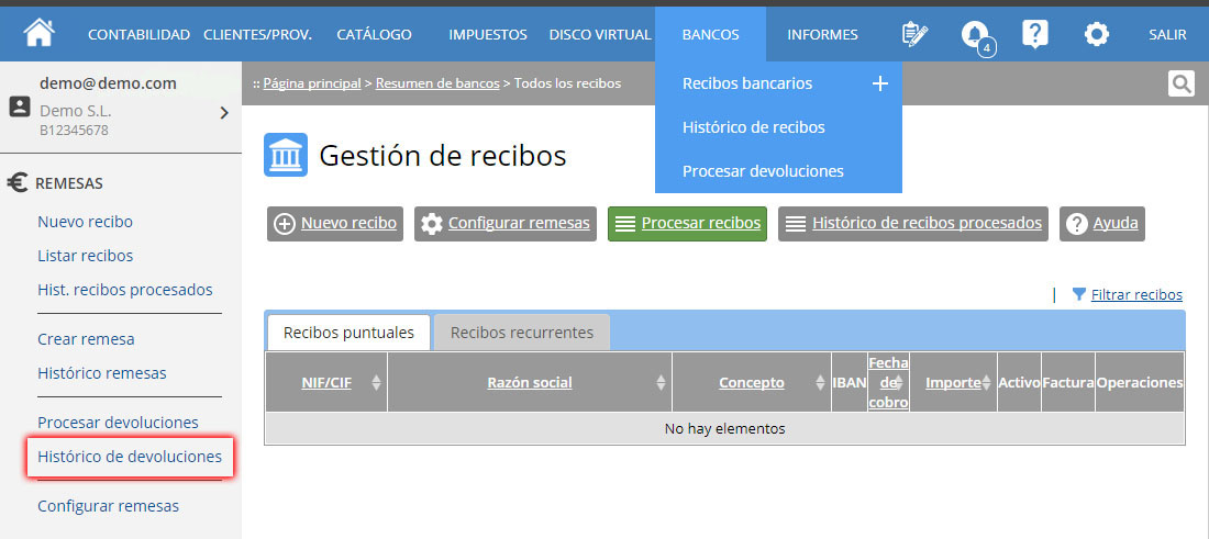 Consulta el historico de devoluciones