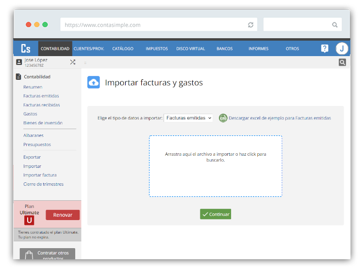 Importación y exportación en Contasimple