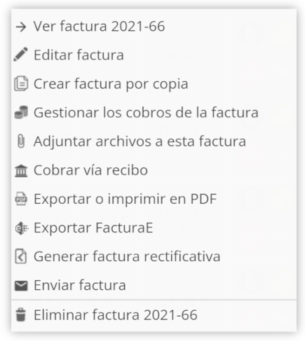 Más opciones de facturación