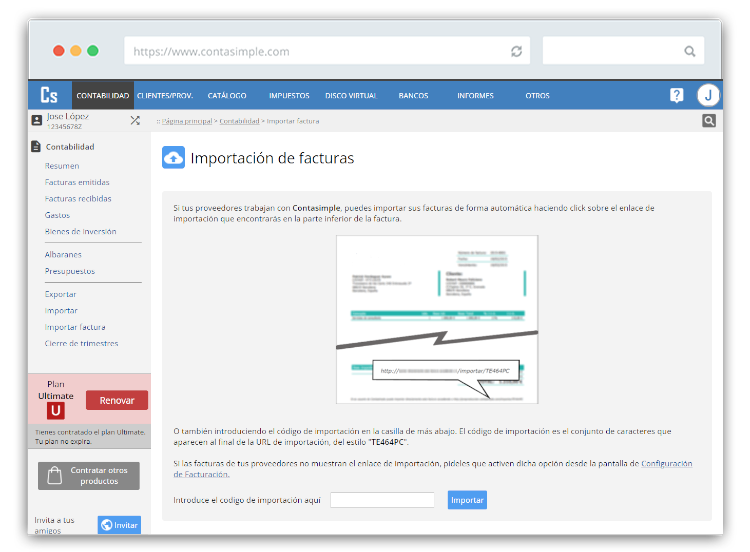 Importar factura de Contasimple