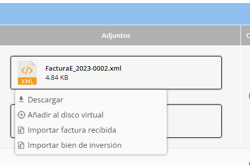 Opciones sobre ficheros adjuntos