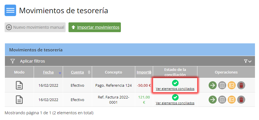 Estado de la conciliación