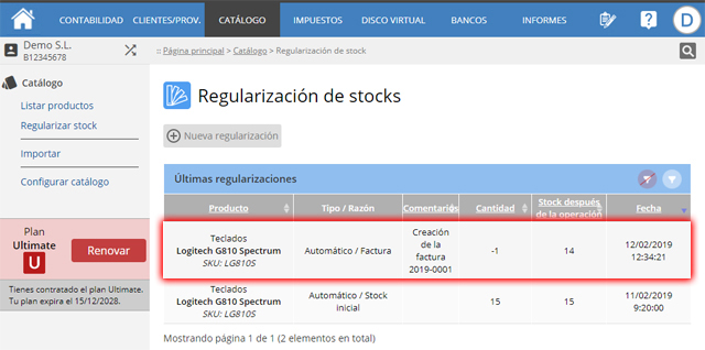 Regularización por facturación de albarán