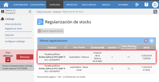 Regularización por inserción de factura