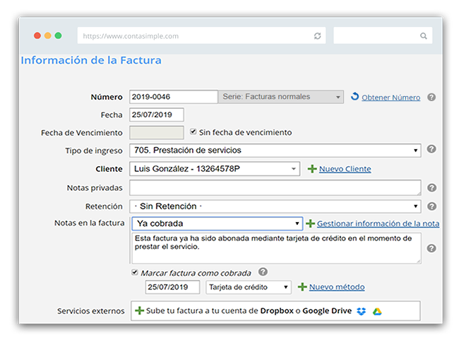 Nota informativa de factura para carpinteros, fontaneros, electricistas o pintores