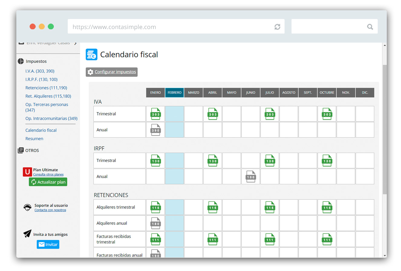 Calendario fiscal del contribuyente AEAT