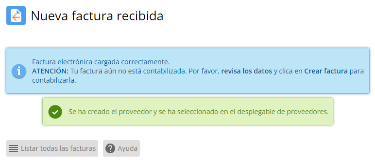 Nueva factura recibida