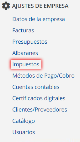 Ajuste de impuestos de empresa en Contasimple