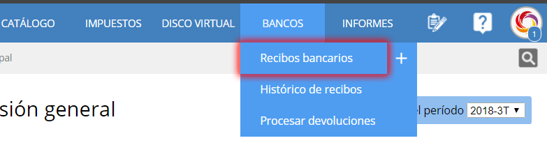 Menú de remesas y recibos bancarios