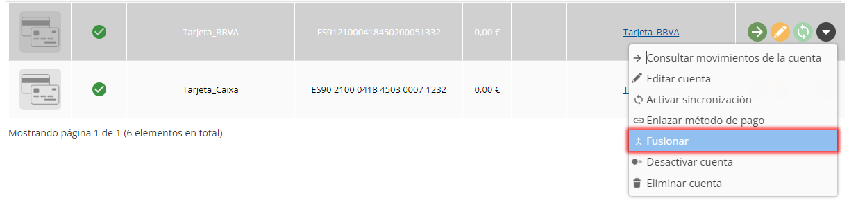 Fusionar cuentas