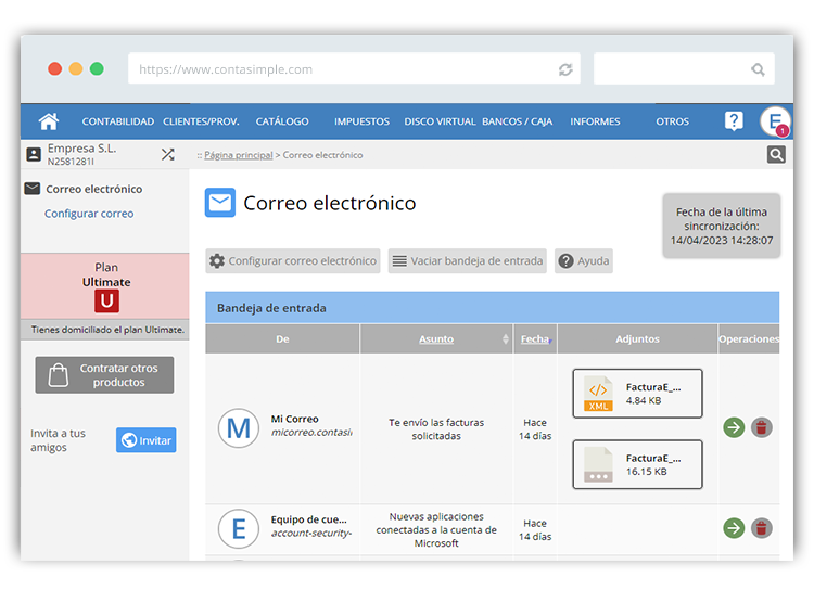 Bandeja de entrada de correo electrónico