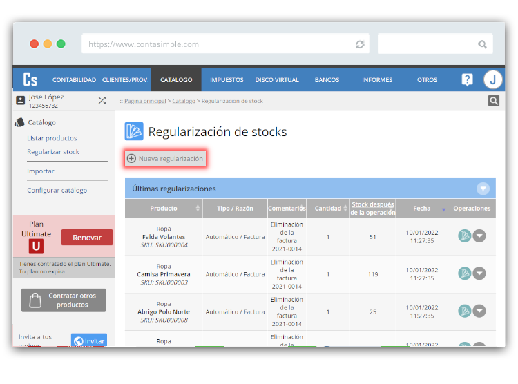 Regulariza el stock de tu catálogo de Contasimple y lleva tu inventario siempre al día