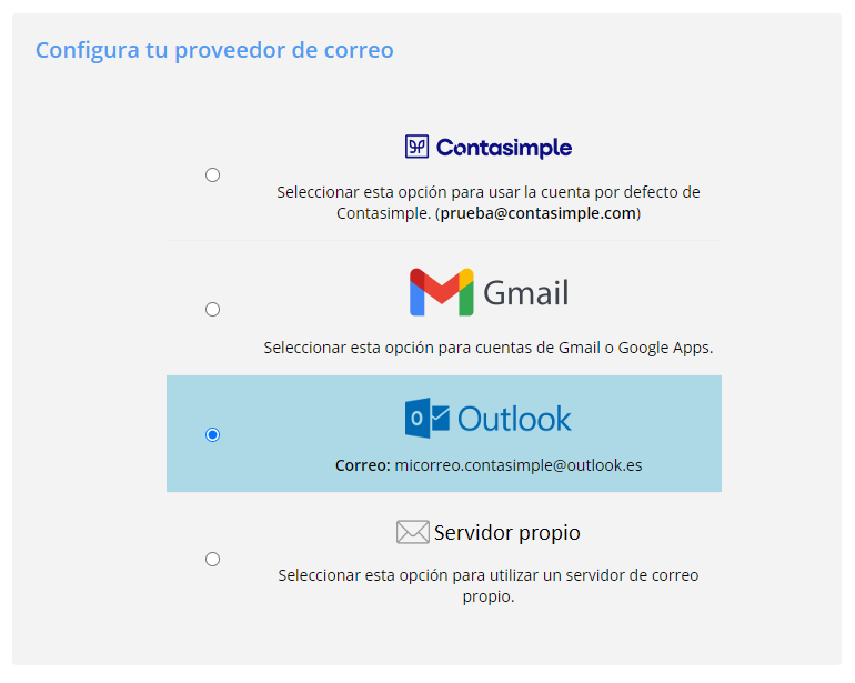 Configura tu proveedor de correo