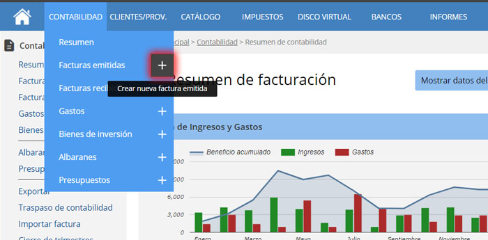 Botón de acceso al módulo de contabilidad