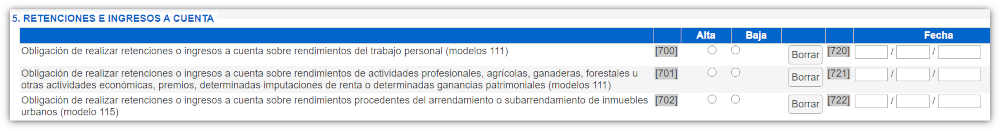 Modelo 037 - Retencions i ingressos a compte