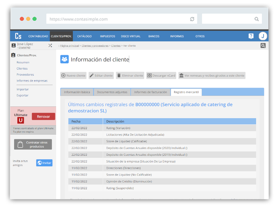 Canvis registrals clients