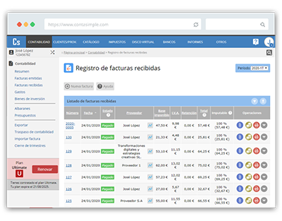 Listado de facturación con Contasimple