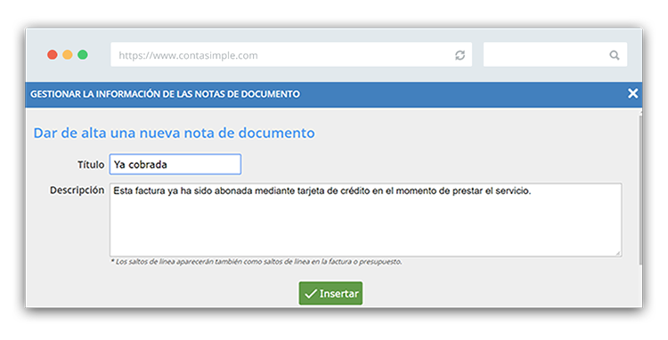 Cómo gestionar notas en facturas de taller mecánico