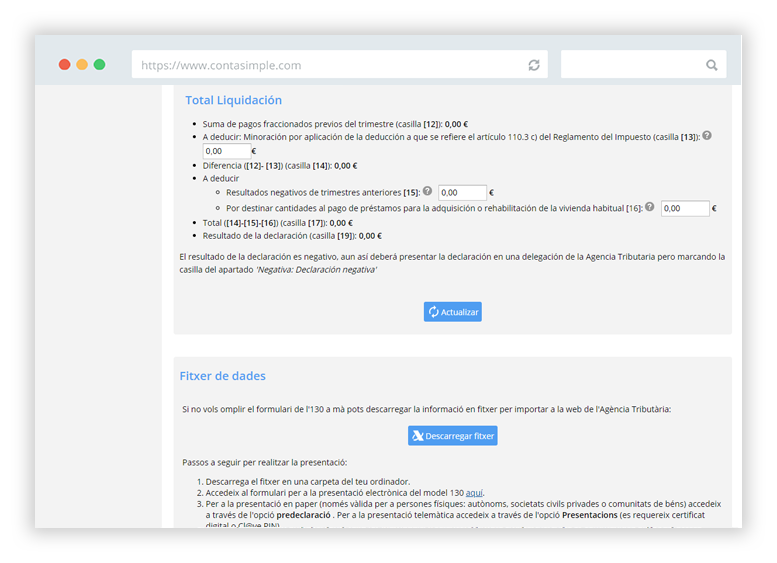 Càlcul i presentació telemàtica d'impostos
