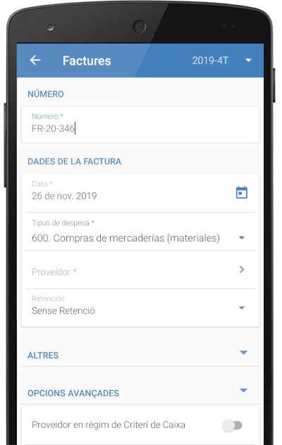 Introdueix les teves factures rebudes a l'App mòbil de facturació