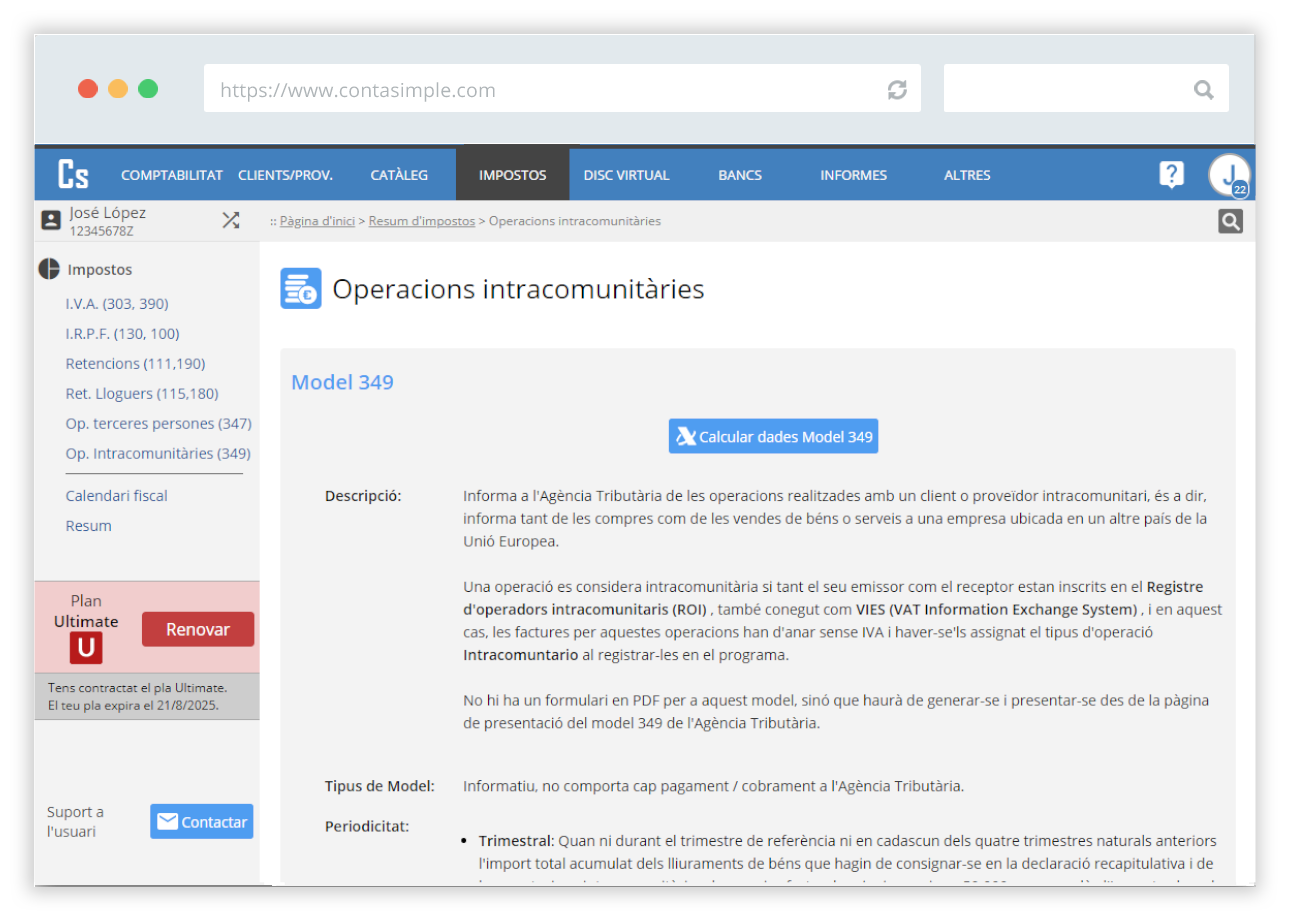 Modelo 349 Operaciones intracomunitarias