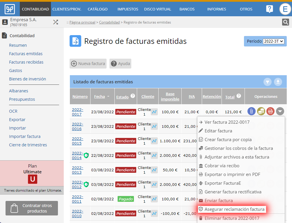 Enlace a Asegurar reclamación factura