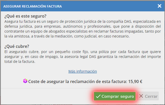 Asegurar reclamación factura