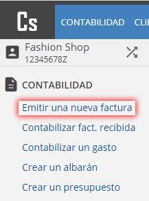 Emitir nueva factura Contasimple