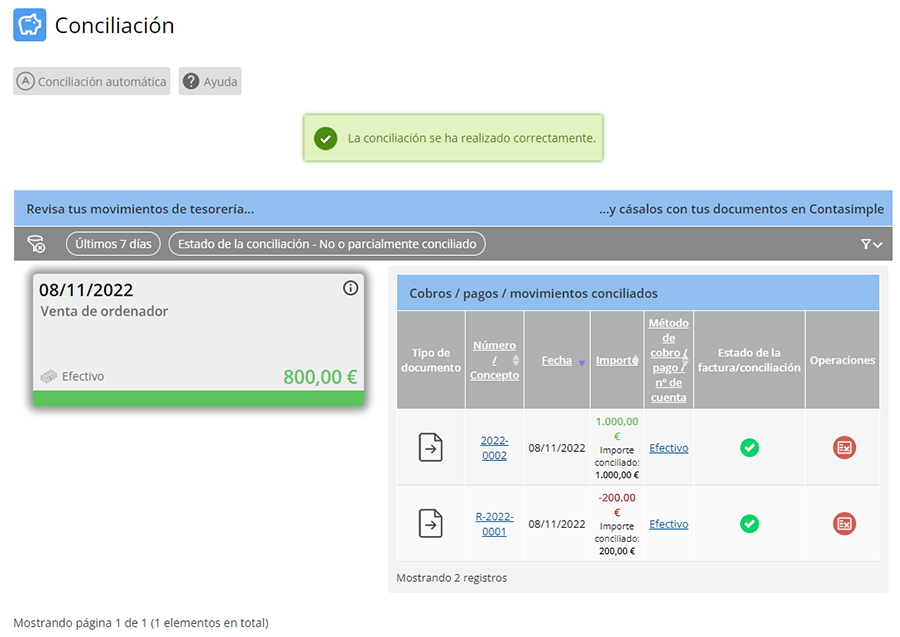 Resultado conciliación múltiple