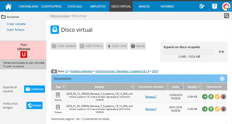 Remesas en el disco duro virtual