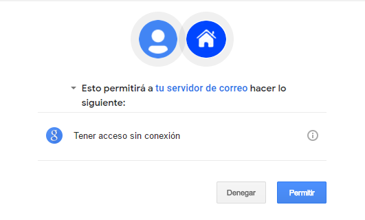 Foto de los permisos necesarios para Gmail.